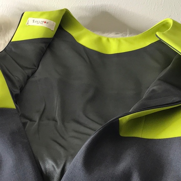 Lollipop By dieu Designer Club yellow gray fitted sleeveless dress line - Picture 8 of 12